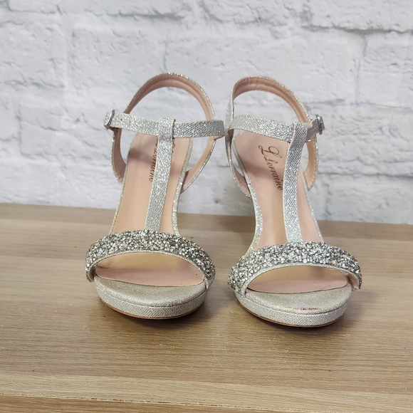 Rachel Silver sparkly Strappy Highheal party shoes size 7.5 - Picture 5 of 5